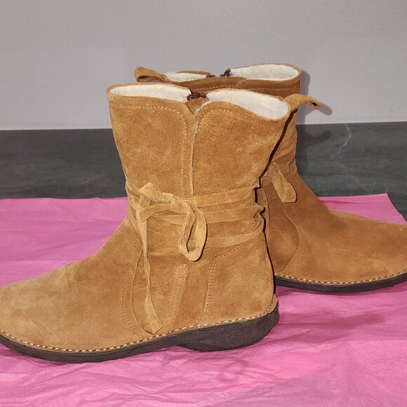 Miz Mooz Prance Tan Suede Wool lined boots size 8.5 /EU 39 - Picture 1 of 6
